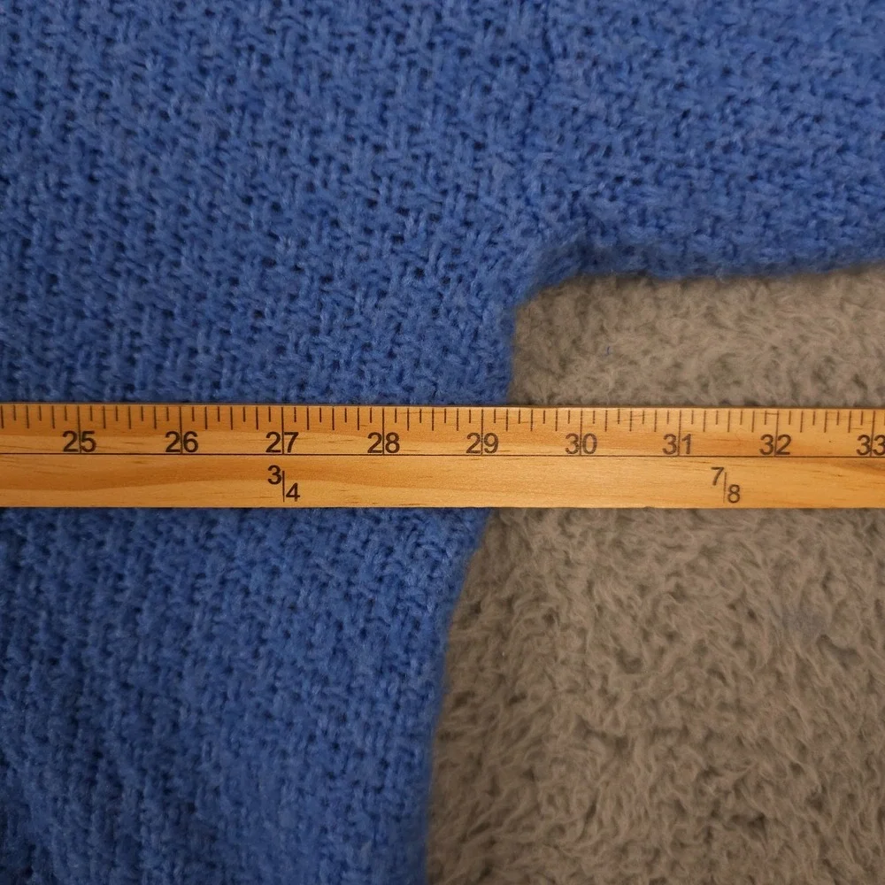 Aerie Sweater Womens L Blue Wool Blend Soft Knit Turtleneck Oversized Slouchy - Picture 6 of 11